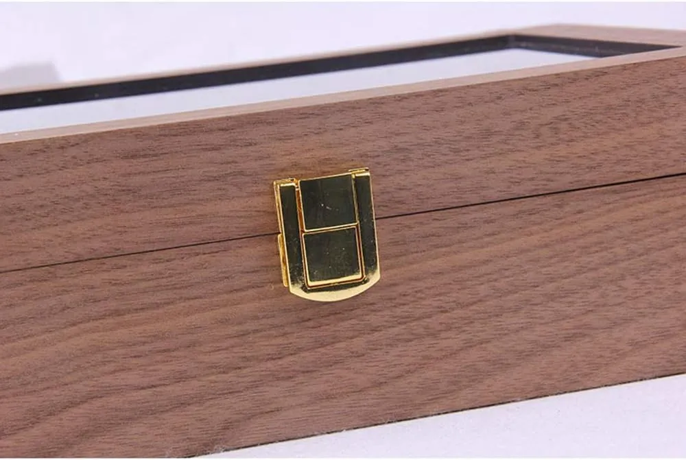 Retro Watch Display Box 10 Slots Watches, Jewelry Storage Box with a Removable Watch Cushions and triple springboard competence reversal Safety Lock Wooden 