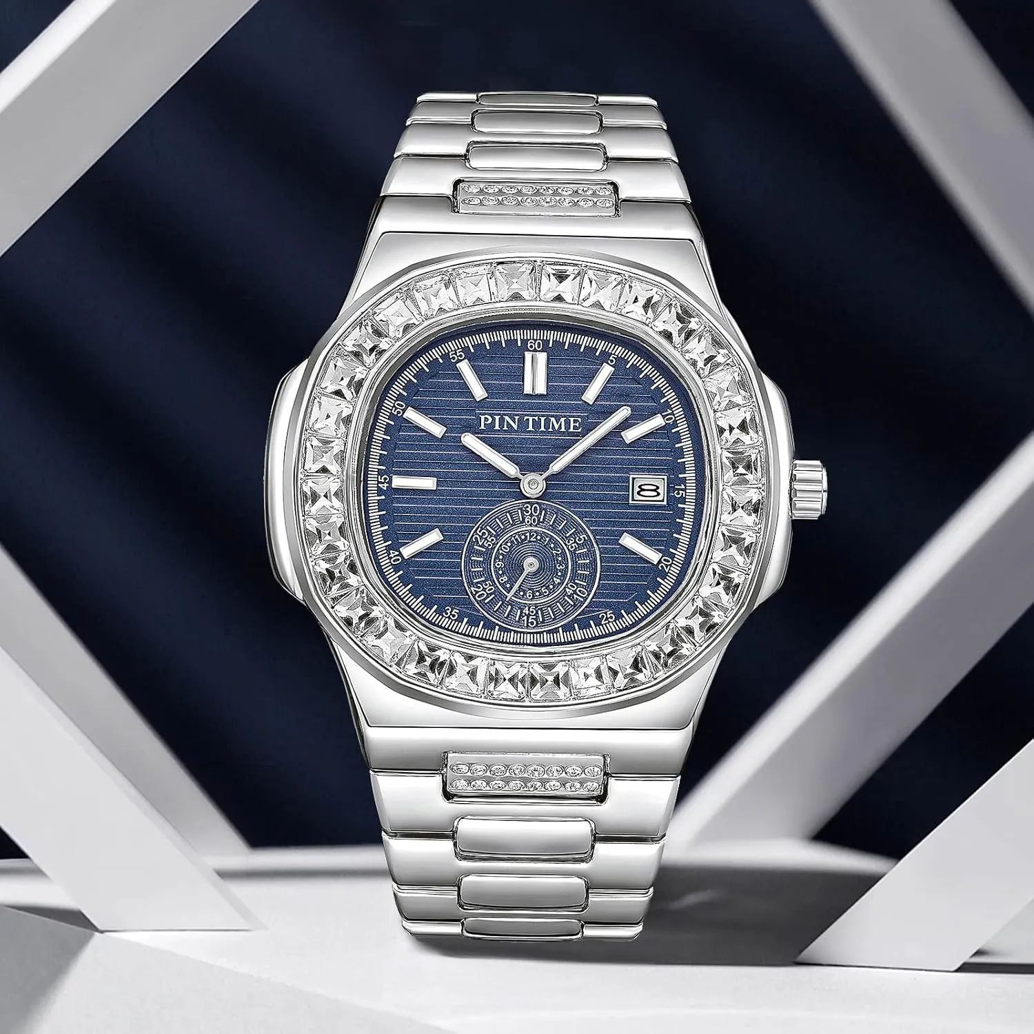 Rhinestone Watches Waterproof Stainless Steel Wristwatch Business Dress Bracelet Watch FANMIS Luxury Unisex Crystal Diamond Square Watches Bling articulate leak hydroelectric fervor Iced-Out 
