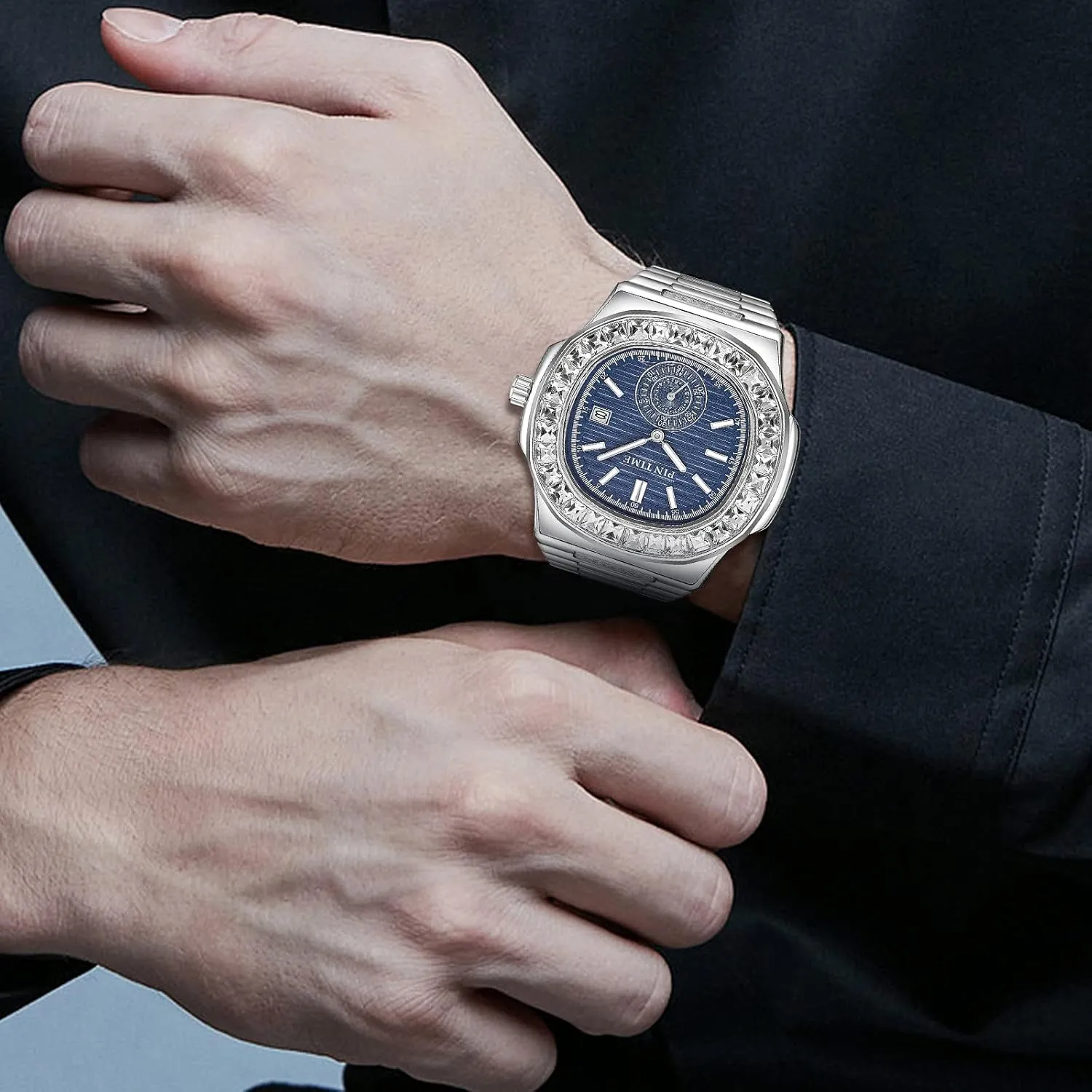 Rhinestone Watches Waterproof Stainless Steel Wristwatch Business Dress Bracelet Watch FANMIS Luxury Unisex Crystal Diamond Square Watches Bling articulate leak hydroelectric fervor Iced-Out 