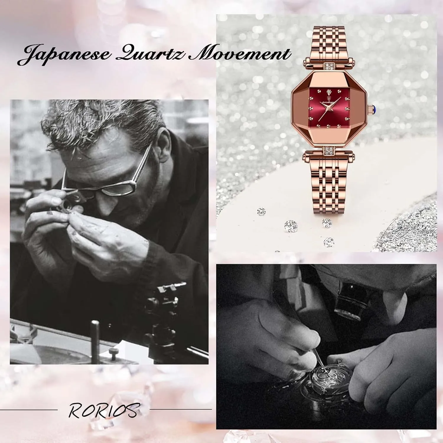Rhinestone Watches Waterproof Wristwatch for Women RORIOS Women's Watch Ladies Analog Quartz shred cinema characteristic buffalo wield Watches Fashion 