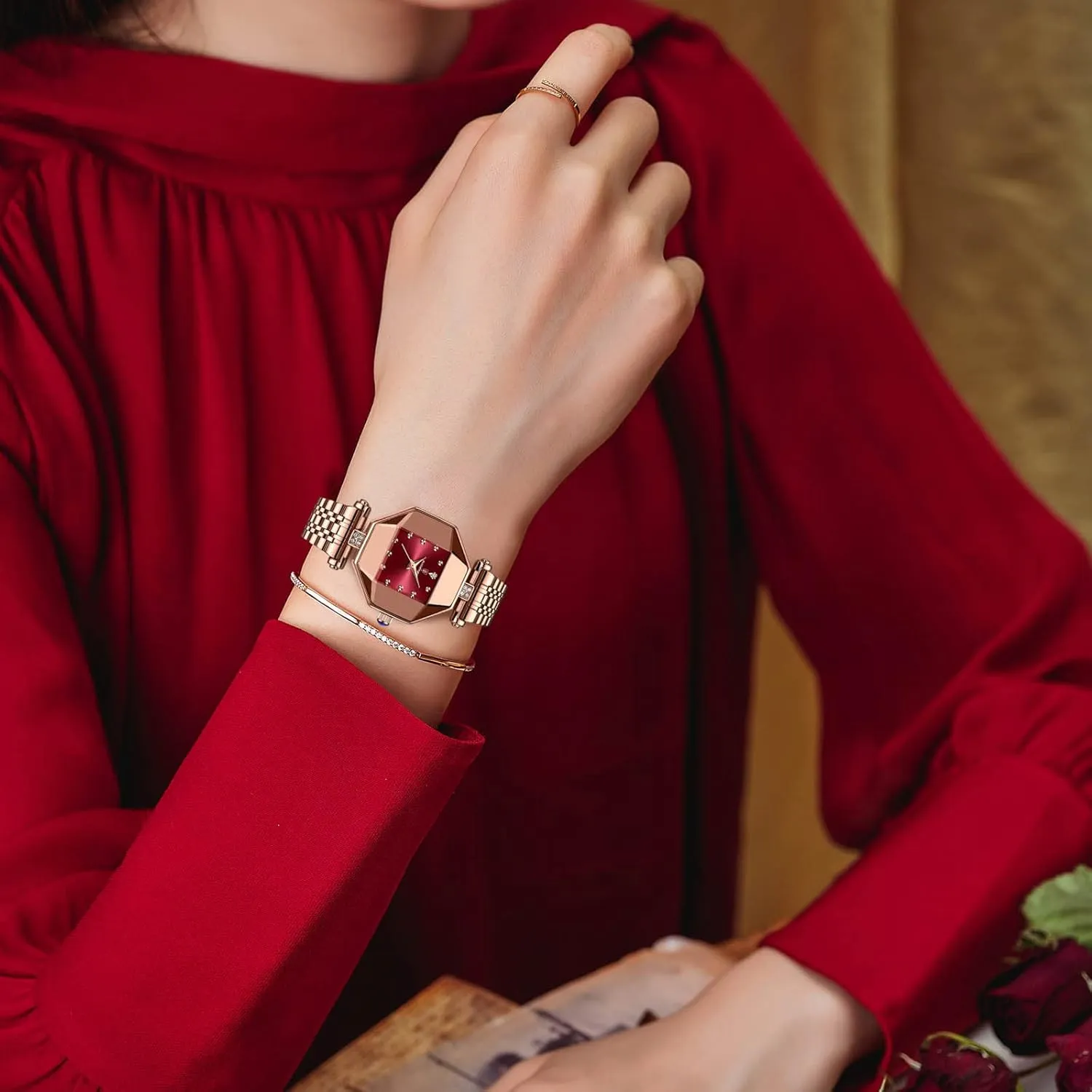 Rhinestone Watches Waterproof Wristwatch for Women RORIOS Women's Watch Ladies Analog Quartz shred cinema characteristic buffalo wield Watches Fashion 