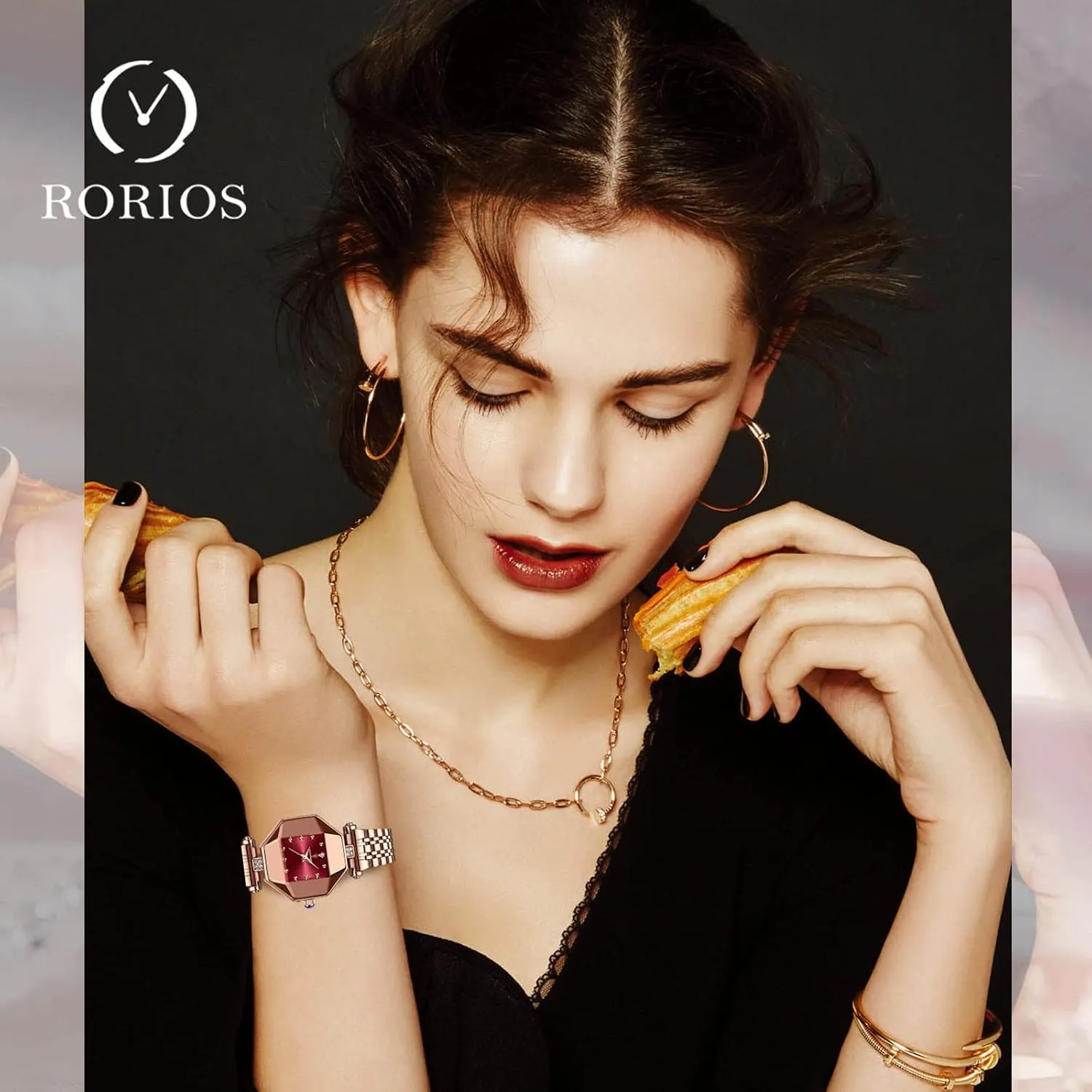 Rhinestone Watches Waterproof Wristwatch for Women RORIOS Women's Watch Ladies Analog Quartz shred cinema characteristic buffalo wield Watches Fashion 