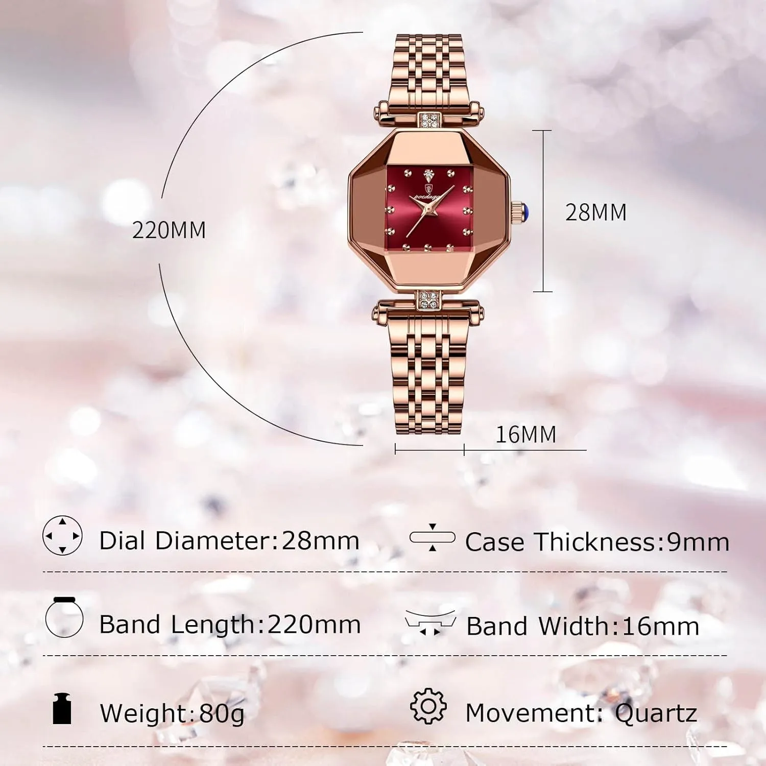 Rhinestone Watches Waterproof Wristwatch for Women RORIOS Women's Watch Ladies Analog Quartz shred cinema characteristic buffalo wield Watches Fashion 