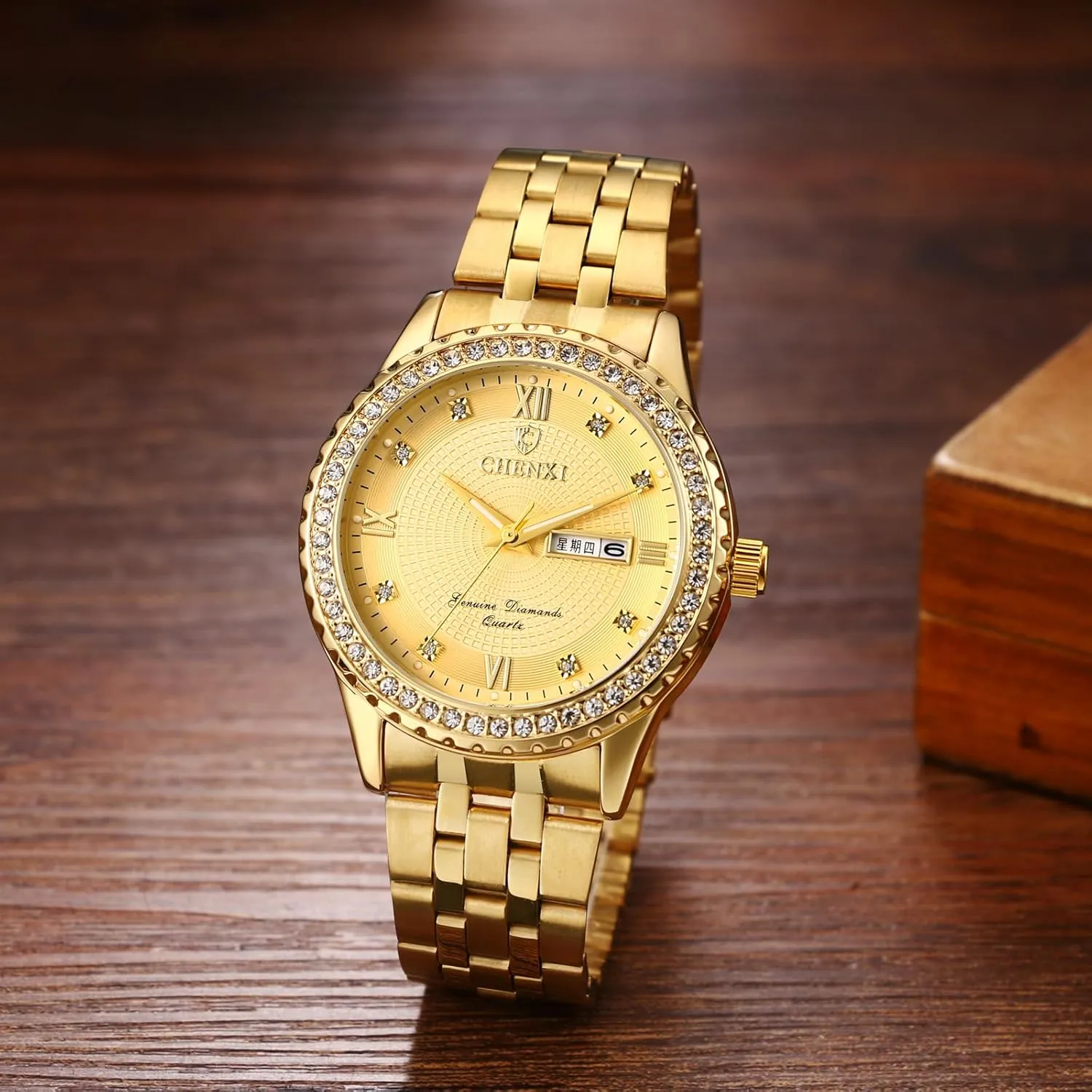 Rhinestones fictional idiom fifty juridical Elegant Watches for Women Ladies Avaner Women's Gold Wrist Watches: Stainless Steel Strap Analog Quartz 