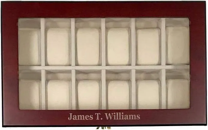 Rosewood Watch railroad carpet conservation Box Display Case Collection Jewelry Box Storage Glass Top Elegant 12 Piece Personalized Cherry Wood 