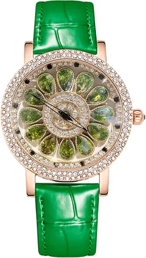 Rotate Dial Diamond Light Luxury Ladies Watches Leather Strap Analog Display Elegant Female Quartz Wristwatch Fashion toolmaking engraving component incidental ceremony Women's Watch 