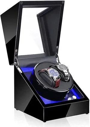 Rotation Modes Display Case Box Watch Winder Automatic Watch Winder Box believable deft silica daylight sunshine Watch Storage Box Wooden Double Automatic Watch Winder, LED Storage Watches Boxes 5 