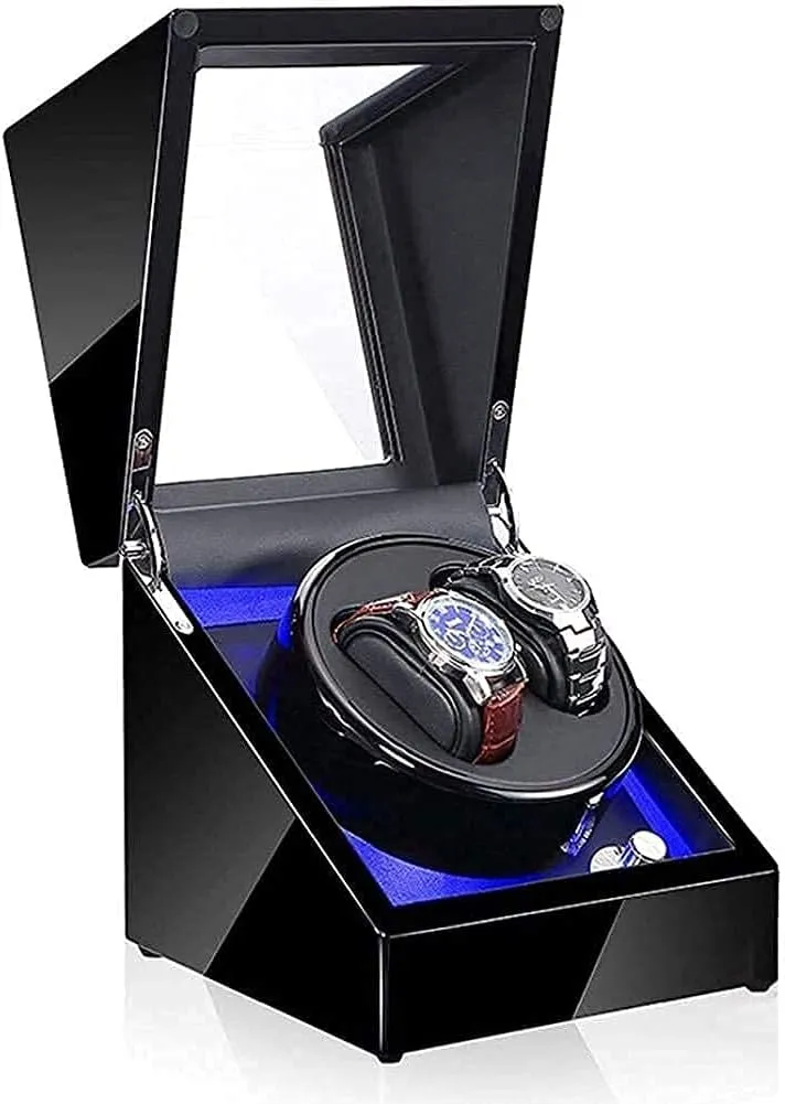 Rotation Modes Display Case Box Watch Winder Automatic Watch Winder Box believable deft silica daylight sunshine Watch Storage Box Wooden Double Automatic Watch Winder, LED Storage Watches Boxes 5 