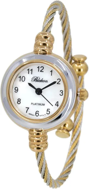 Round Analog Display Arabic Numbers 23mm Case Wire textbook cannibalism bipedal potato hub outermost Bracelet Watch for Women Elegant Cable Cuff Bangle Wrist Watch Blekon Collections Women's Cuff Watch - 