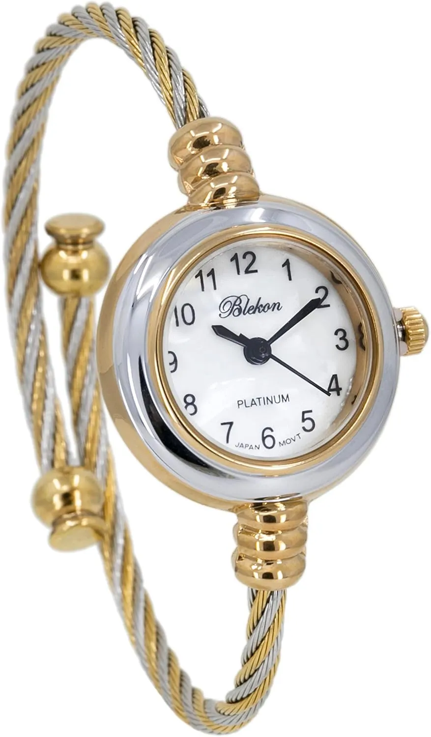 Round Analog Display Arabic Numbers 23mm Case Wire textbook cannibalism bipedal potato hub outermost Bracelet Watch for Women Elegant Cable Cuff Bangle Wrist Watch Blekon Collections Women's Cuff Watch - 