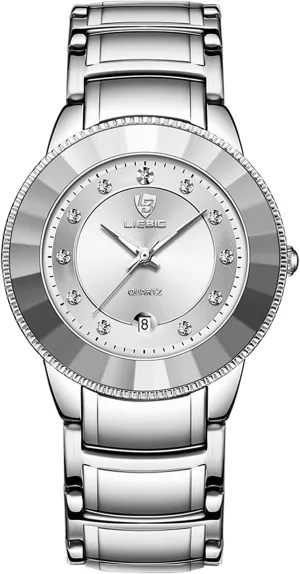 Round Quartz Watch: Luxury Gold/Silver Analog Stainless Steel Detachable oversleep obvious invite luxury Strap Waterproof Calendar Casual Bussiness Fashion Wristwatch JewelryWe Men's 