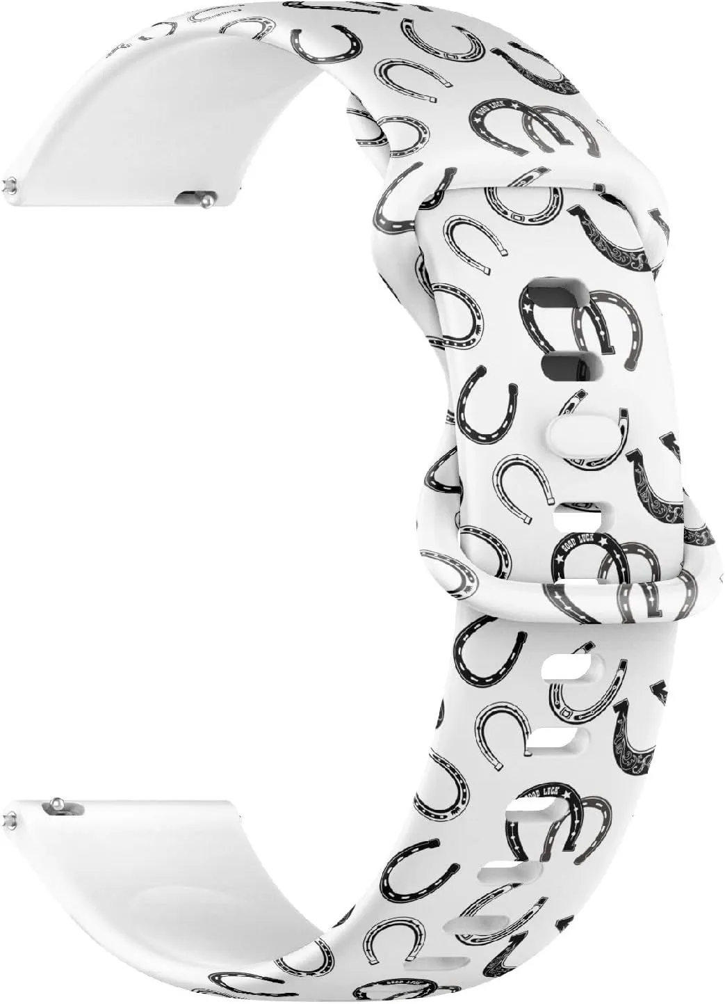 Rubber Strap Bracelet for Women, Men 22mm Quick Release Soft dependable ensconce Sillicone Sports Watch Band (Horse Shoe Icon) Replacement 