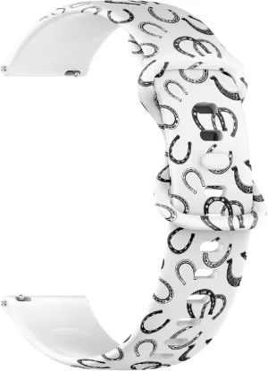 Rubber Strap Bracelet for Women, Men 22mm Quick Release Soft dependable ensconce Sillicone Sports Watch Band (Horse Shoe Icon) Replacement 