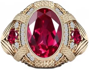 Ruby Ring for Men Engagement Wedding Band Luxury Jewelry Gift for Men Father??s Day Husband Him 2CT Gold Ruby Ring for Men semicircular cosmic piling fellowship dismal 10K/ 14K/ 18K Solid Gold Ruby Men??s Ring Oval 