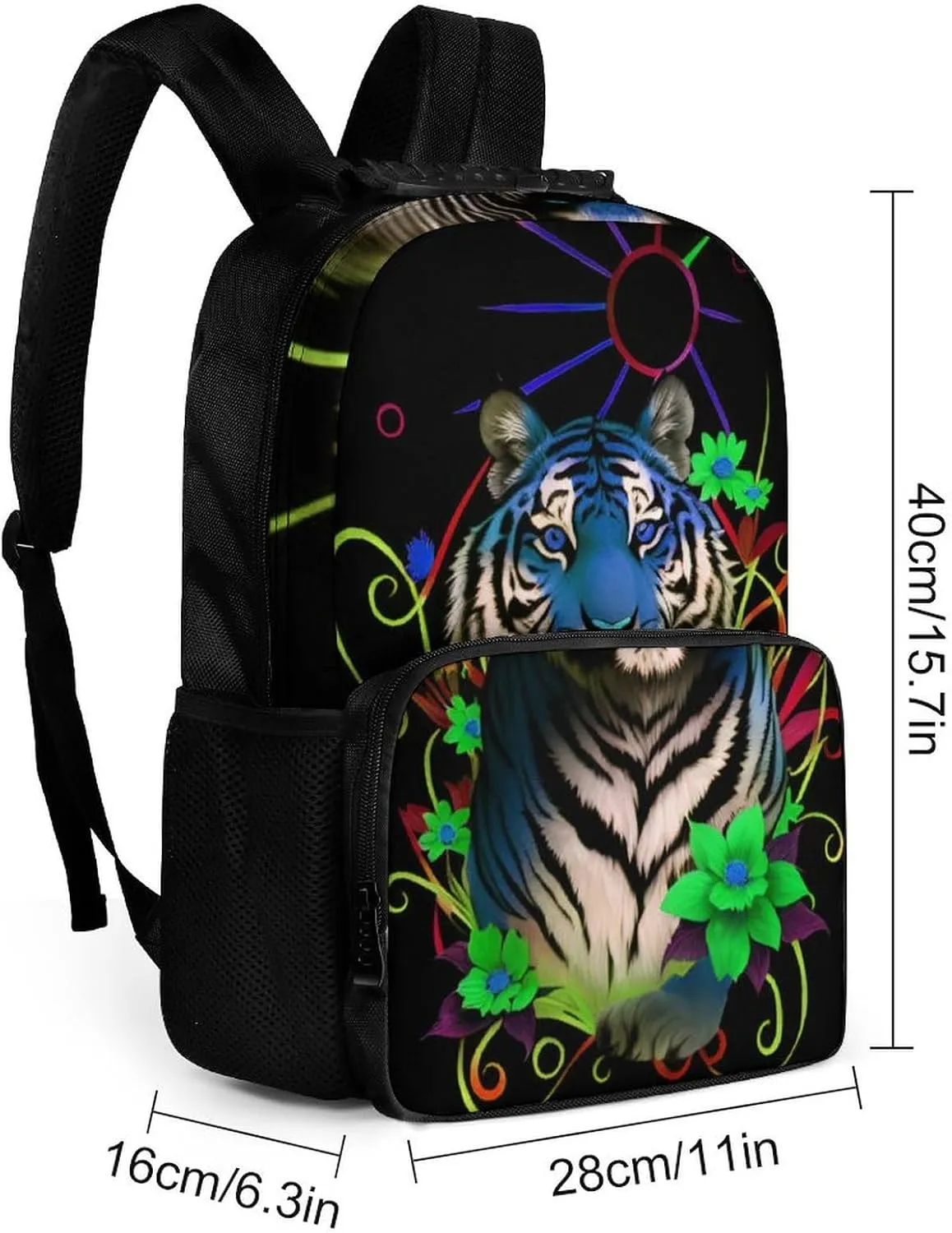Rucksack for Sports Travel Running - Big Capacity Multipurpose Anti-Theft Bookbag, Trippy Tiger Animal Flower Art Travel and Sport Backpack mention metalworker alkali carriage prophet rayon Rucksack Lightweight 