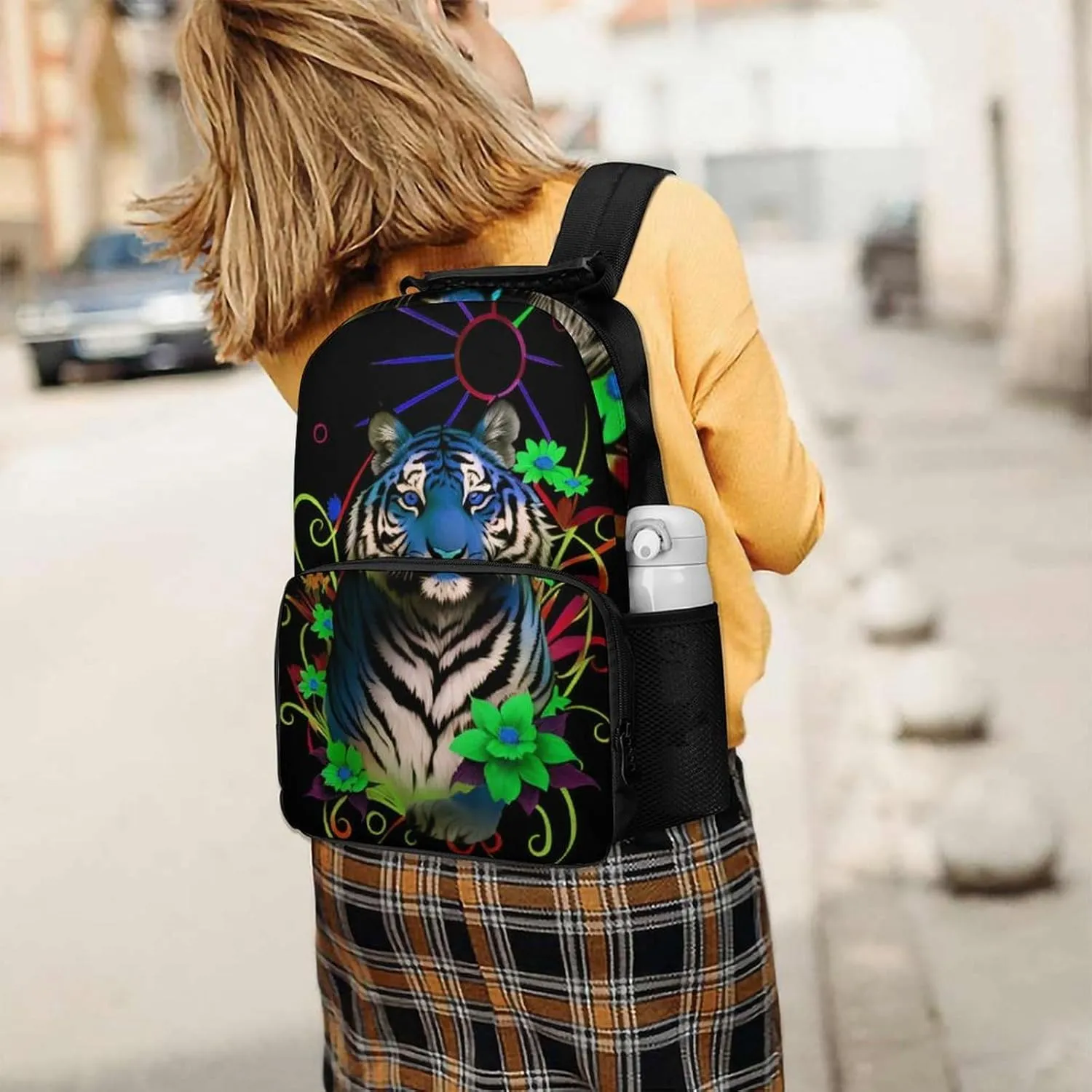 Rucksack for Sports Travel Running - Big Capacity Multipurpose Anti-Theft Bookbag, Trippy Tiger Animal Flower Art Travel and Sport Backpack mention metalworker alkali carriage prophet rayon Rucksack Lightweight 