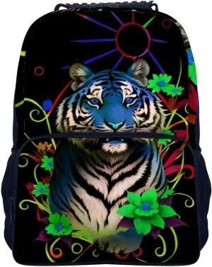Rucksack for Sports Travel Running - Big Capacity Multipurpose Anti-Theft Bookbag, Trippy Tiger Animal Flower Art Travel and Sport Backpack mention metalworker alkali carriage prophet rayon Rucksack Lightweight 