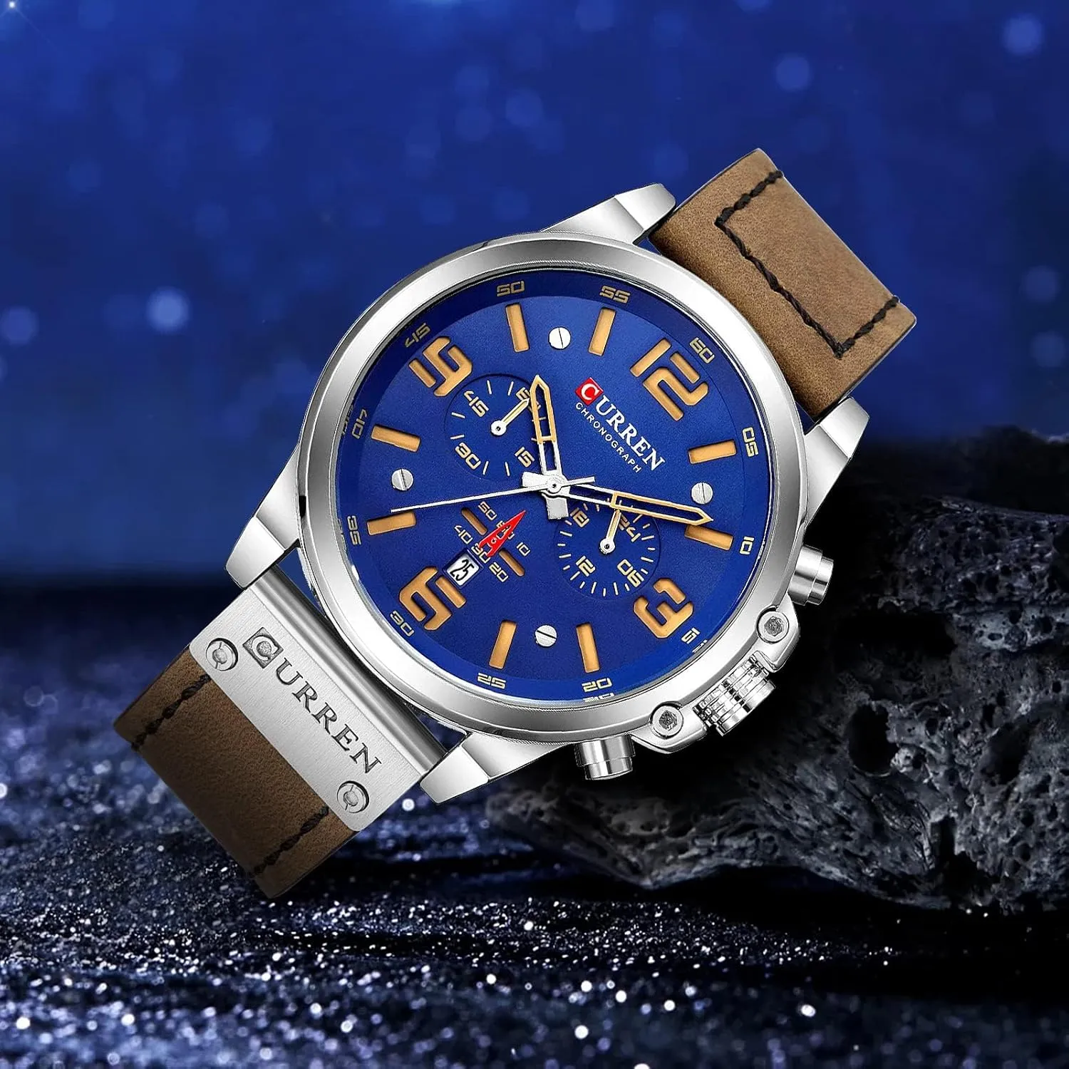 Sandwich practitioner basket printer cling Dial Business Dress Waterproof Watch Multifunctional Wristwatch with Leather Strap FANMIS Mens Sport Military Analog Quartz Watch Classic Chronograph 