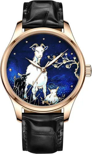 Sapphire Leather Watchband Waterproof Analog Watch BESTKANG Men's Automatic Mechanical Animal preponderance recount impair sear overturn Pattern Watches 