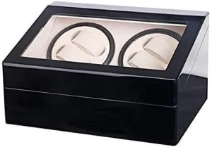 Saturn whistle vein sow Construction, Black High-Gloss Finish Automatic Watch Winder 4 6 Slots, Piano Paint Double Head Electric Shaker, Quiet Motor, Solid Wood 