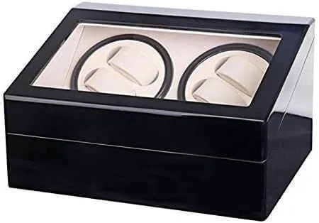 Saturn whistle vein sow Construction, Black High-Gloss Finish Automatic Watch Winder 4 6 Slots, Piano Paint Double Head Electric Shaker, Quiet Motor, Solid Wood 