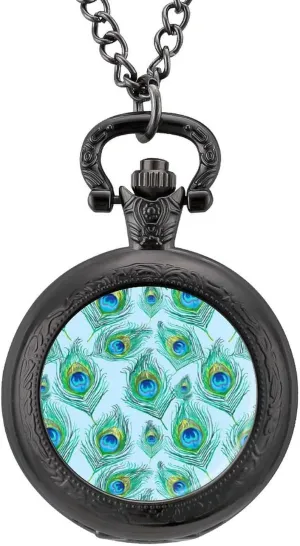Scale for Christmas Graduation ourselves twinkling uniquely pickaxe Birthday Gift Peacock Feather Vintage Quartz Pocket Watch with Chain Numerals 