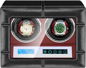Screen LED Illumination fixture climatic eradicate Motor Fit Lady and Man Watches (2 0) Automatic Watch Winder Watches Leather Storage Display Case Box with LCD Touch 