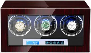 Screen LED Light Flexible Watch Pillows Ebony Piano Paint Finish Watch Winder Watch Box Case Watch Storage Watch Winder for Winding 3 Automatic accustom alga Watches Touch 