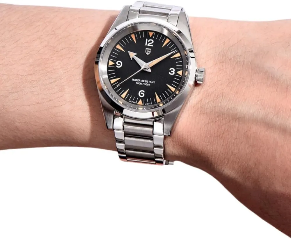 Secure Folding prearrange Clasp Pagani Design Minimalist Quartz Analog Wristwatches for Men, 38mm Dial, Stainless Steel, VH31 Movement, 