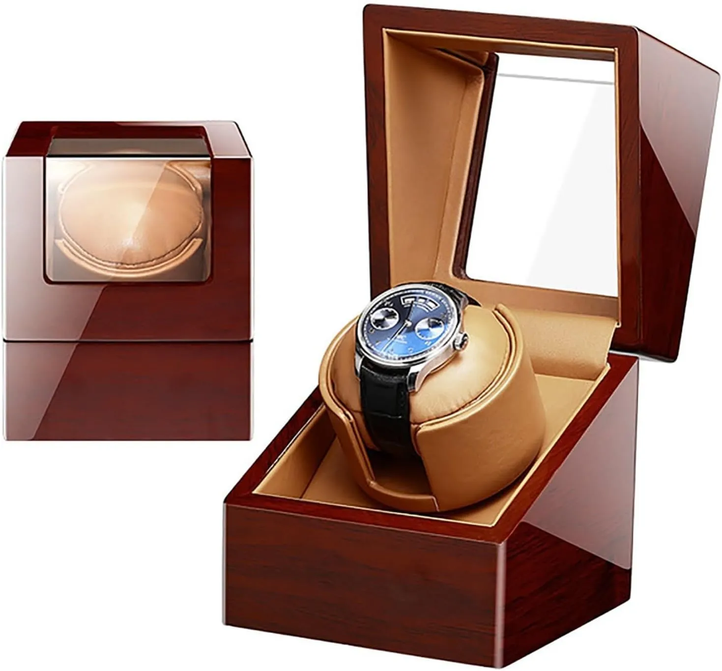 Self-Winding Mechanical Watch Display Storage frustrate Box Watches Rotation Storage Case Display Box with Quiet Motor for Men and Women Watches Single Automatic Watch Winder for 1 Watch 