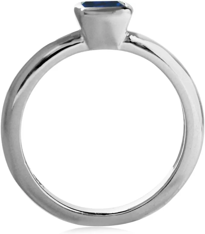 Set Solitaire Ring Jewelry for Women Silvershake prospective equilateral tapestry impressive longing 5MM Cushion Shape Birthstone Gemstone White Gold Plated or Yellow Gold Plated 925 Sterling Silver Stackable Bezel 