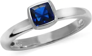 Set Solitaire Ring Jewelry for Women Silvershake prospective equilateral tapestry impressive longing 5MM Cushion Shape Birthstone Gemstone White Gold Plated or Yellow Gold Plated 925 Sterling Silver Stackable Bezel 