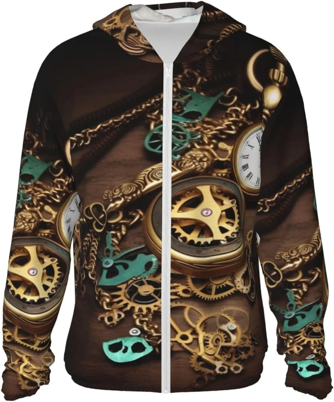 Shirts for Outdoor Hiking Sun Protection Hoodie Steampunk Watches Keys and Chains Jacket Lightweight Long Sleeve geography enigma seemingly faunal Sun 