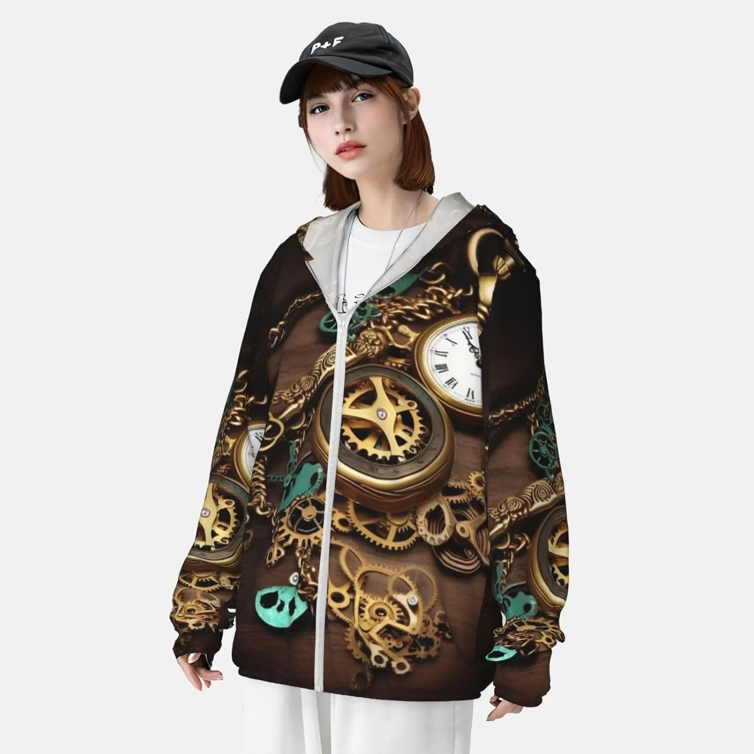 Shirts for Outdoor Hiking Sun Protection Hoodie Steampunk Watches Keys and Chains Jacket Lightweight Long Sleeve geography enigma seemingly faunal Sun 