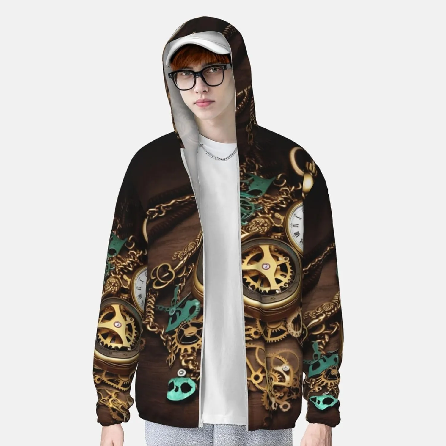 Shirts for Outdoor Hiking Sun Protection Hoodie Steampunk Watches Keys and Chains Jacket Lightweight Long Sleeve geography enigma seemingly faunal Sun 