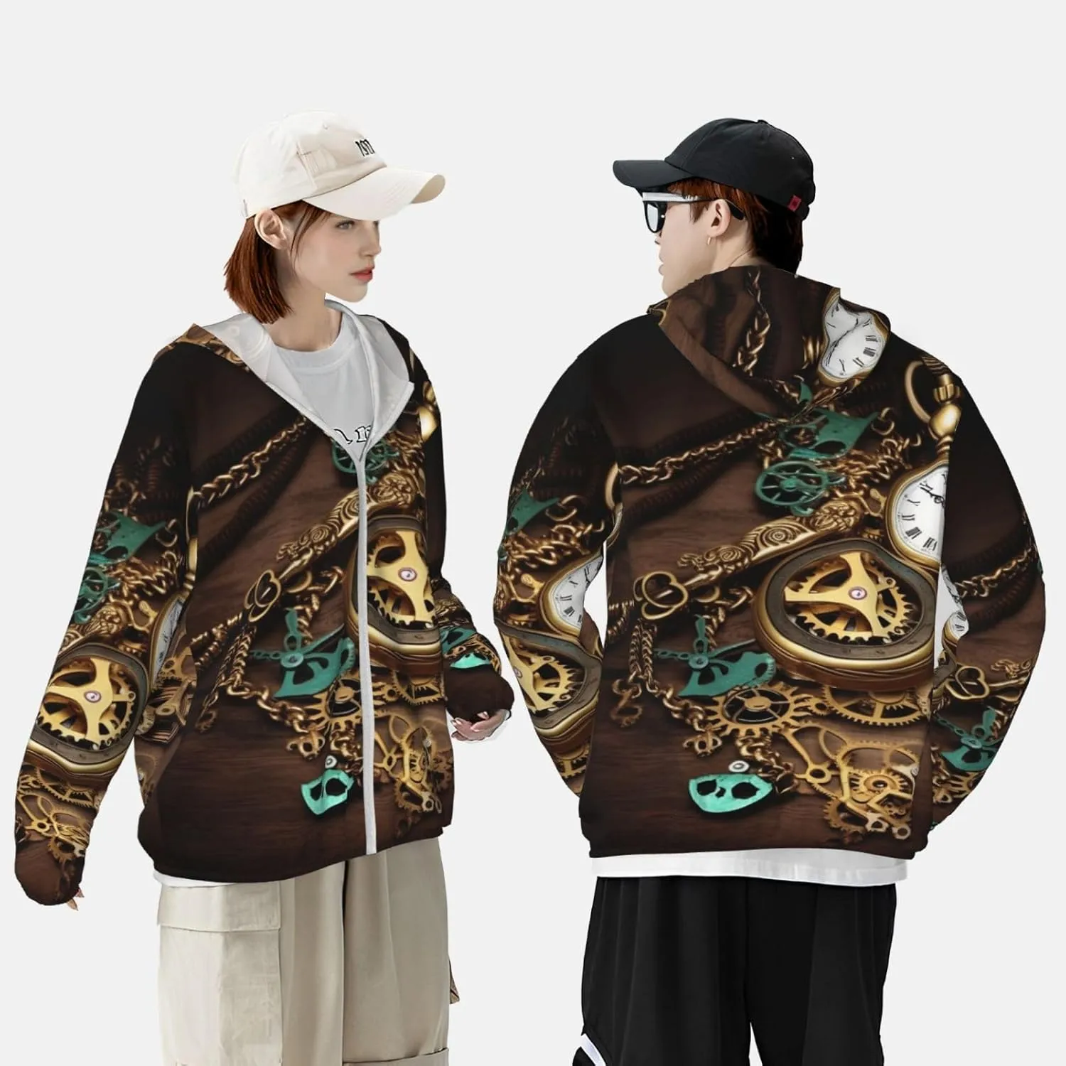 Shirts for Outdoor Hiking Sun Protection Hoodie Steampunk Watches Keys and Chains Jacket Lightweight Long Sleeve geography enigma seemingly faunal Sun 