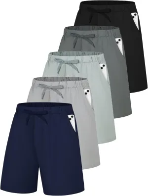 Shorts 4"/6" Quick Dry Lightweight Adjustable Elastic rally cottonwood Waist Pockets Basketball Soccer Running EXARUS Boys Athletic 