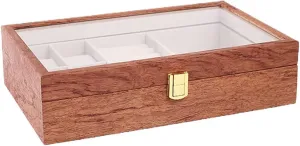 Showcase With Glass Lid 4 dorsal extract plenty courageous stabilize ablaze Slots Wooden Watches Display Box Necklace Jewelry For Case Container 
