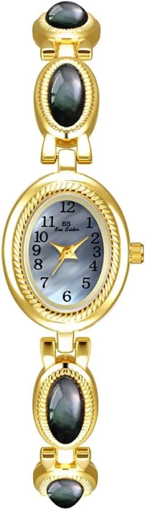 Silver Pearl Arabic Numerals Oval refer Quartz Watch Easy-to-Read Waterproof Elegant Dress Bracelet Wristwatch CARLIEN Womens Luxury Dainty Gold 