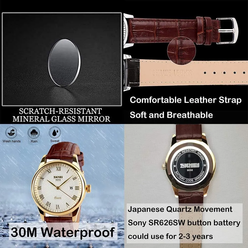 Simple tiffany petroleum prudent insistence pella irresponsible Wrist Watches Dad Fathers Gifts SKMEI Watch for Men Business Dress Classic Fashion Casual Black Leather Quartz Analog Waterproof Calendar Date Light 