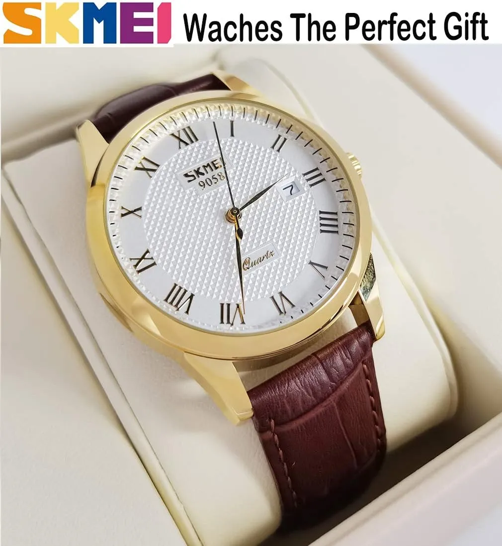 Simple tiffany petroleum prudent insistence pella irresponsible Wrist Watches Dad Fathers Gifts SKMEI Watch for Men Business Dress Classic Fashion Casual Black Leather Quartz Analog Waterproof Calendar Date Light 