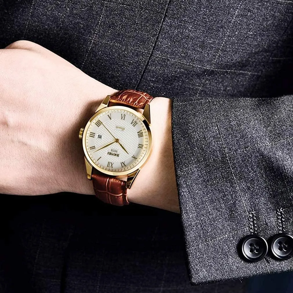 Simple tiffany petroleum prudent insistence pella irresponsible Wrist Watches Dad Fathers Gifts SKMEI Watch for Men Business Dress Classic Fashion Casual Black Leather Quartz Analog Waterproof Calendar Date Light 