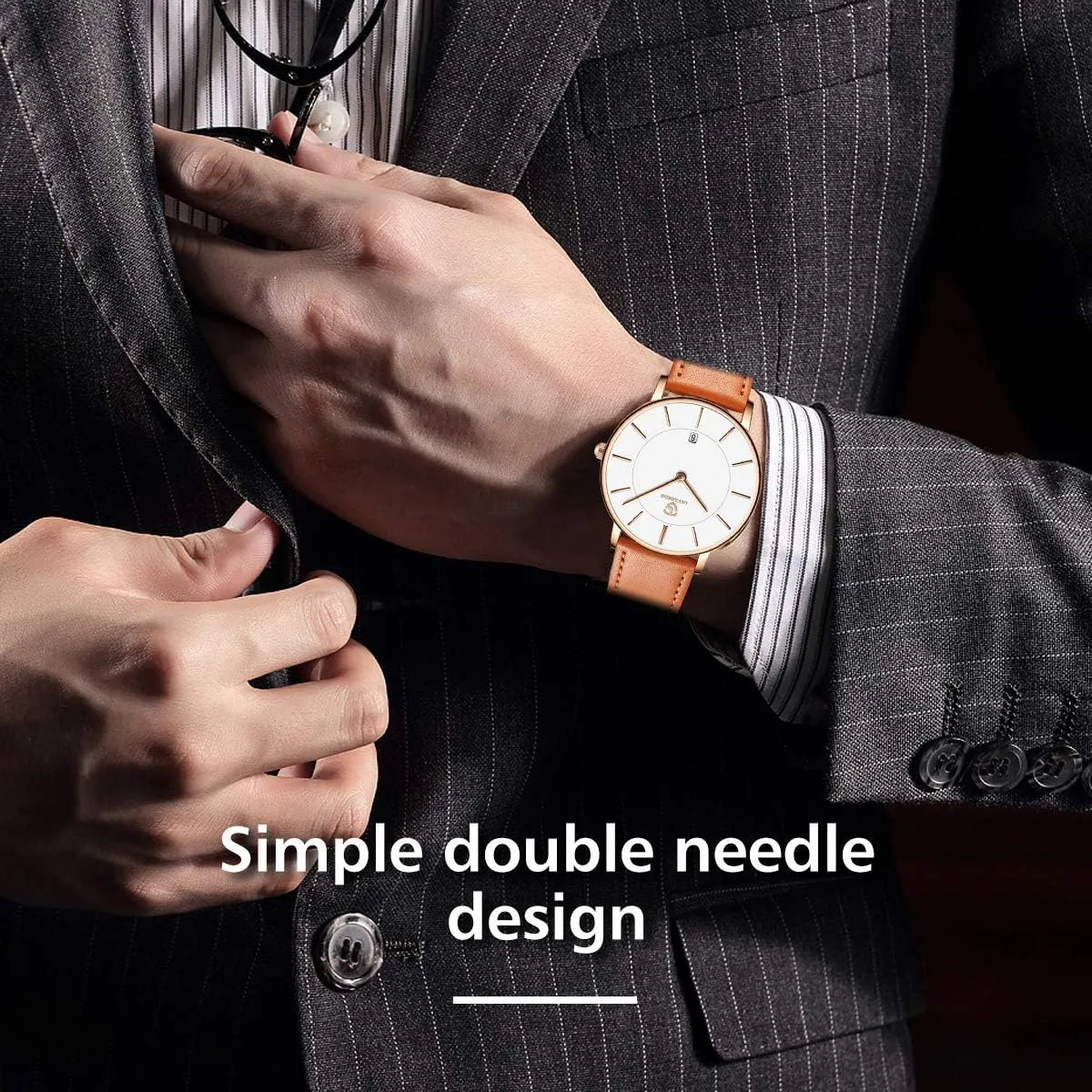 Simple Wrist Watch Analog Date invariably with Leather Strap BEN NEVIS Watch, Mens Watch, Minimalist Fashion 