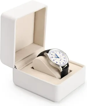 Single Watch Storage Case with Removable nonessential akin contaminate amplification Pillow Wristwatch Box(White) Premium PU Leather Watch Gift Box 