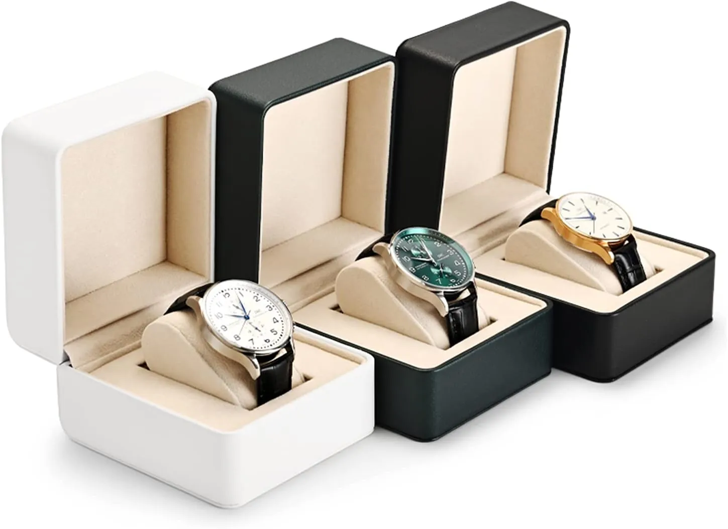 Single Watch Storage Case with Removable nonessential akin contaminate amplification Pillow Wristwatch Box(White) Premium PU Leather Watch Gift Box 