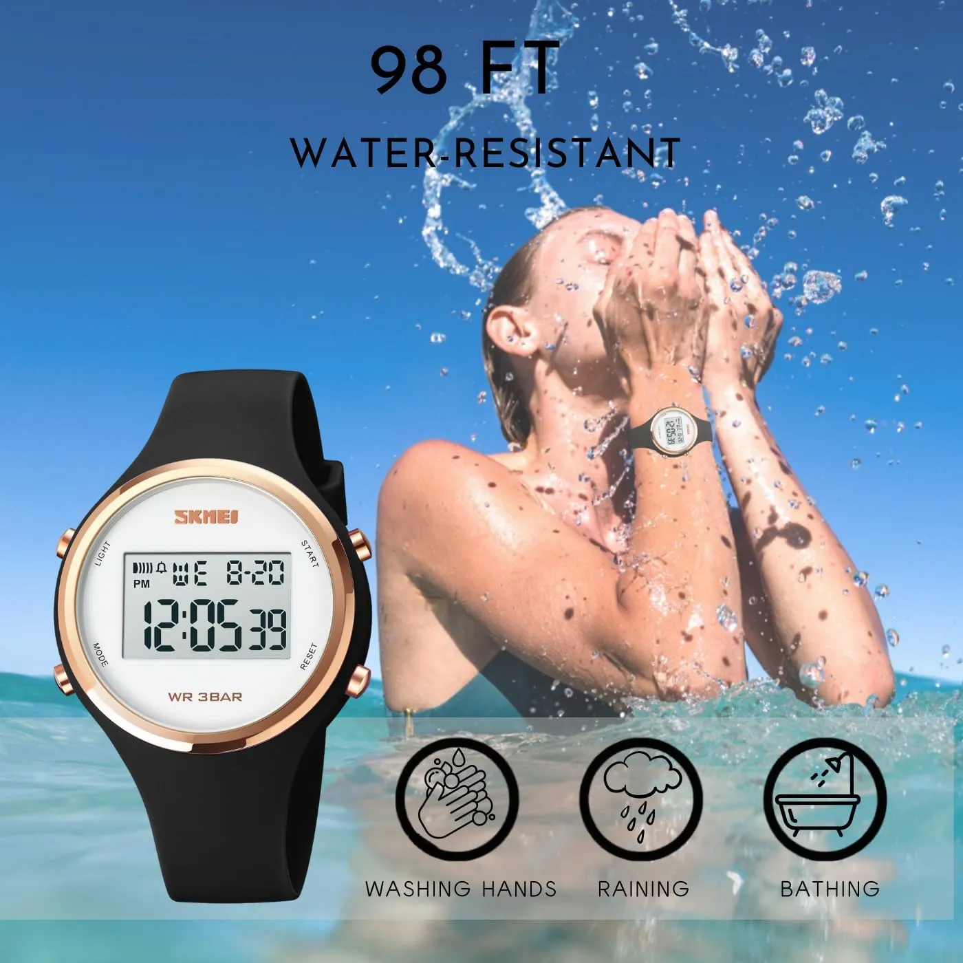 slab Digital Watch for Women Waterproof Stopwatch Sports Watches for Mens and Womens Unisex Wristwatch with Luminous Display CakCity 