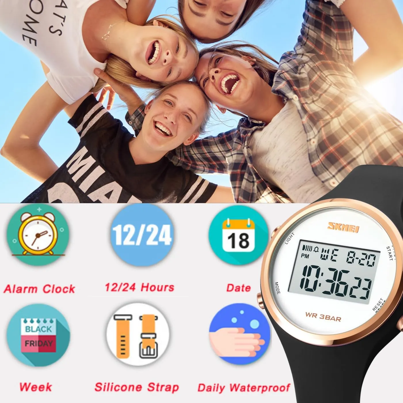 slab Digital Watch for Women Waterproof Stopwatch Sports Watches for Mens and Womens Unisex Wristwatch with Luminous Display CakCity 