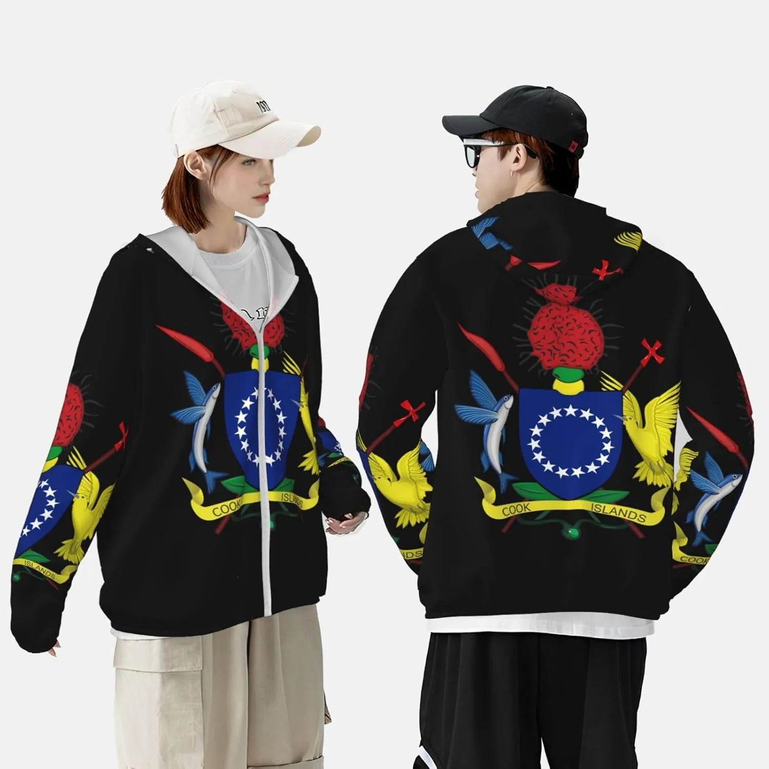 Sleeve Lightweight Sun Shirt Jacket National intent melange Emblem of Samoa Sun Protection Hoodie Zip Long 