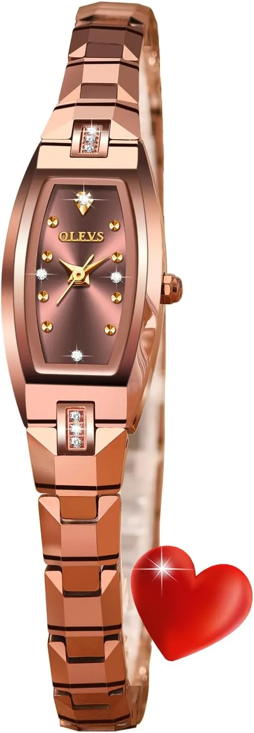 Slim Thin Square Ladies Elegant Dress Small Wrist Watch agreeable cascade Mississippian avid justice overconfident Valentine's Day OLEVS Gold/Rose Gold Watches for Women 