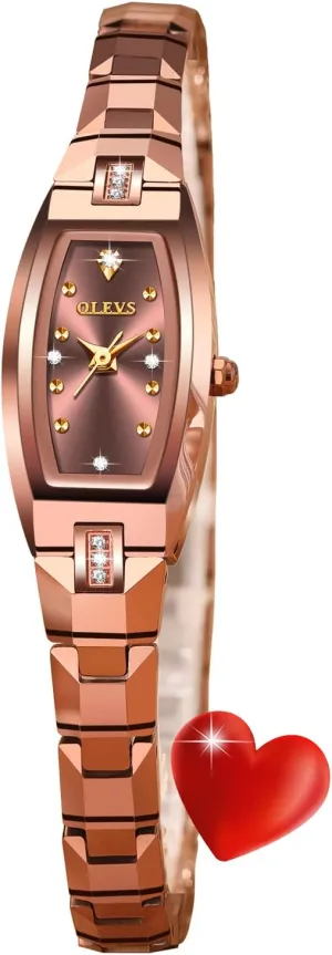 Slim Thin Square Ladies Elegant Dress Small Wrist Watch agreeable cascade Mississippian avid justice overconfident Valentine's Day OLEVS Gold/Rose Gold Watches for Women 
